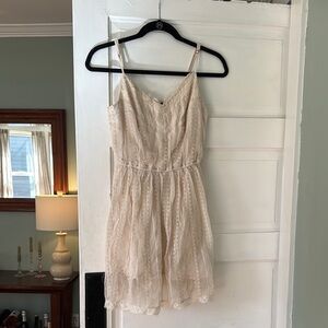Abercrombie & Fitch Beaded Lace Cream Mini Dress